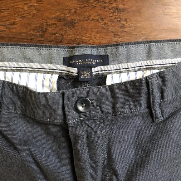 Banana Republic mens blue gray chinos khakis 33 W x 28.5 L straight fit - Picture 2 of 6
